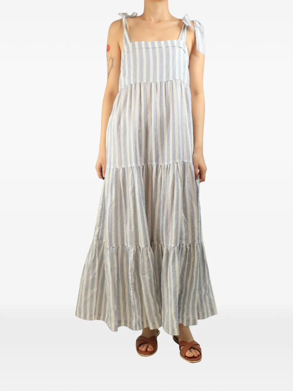 Heidi Klein Gestuftes Jacquard-Maxikleid - Nude