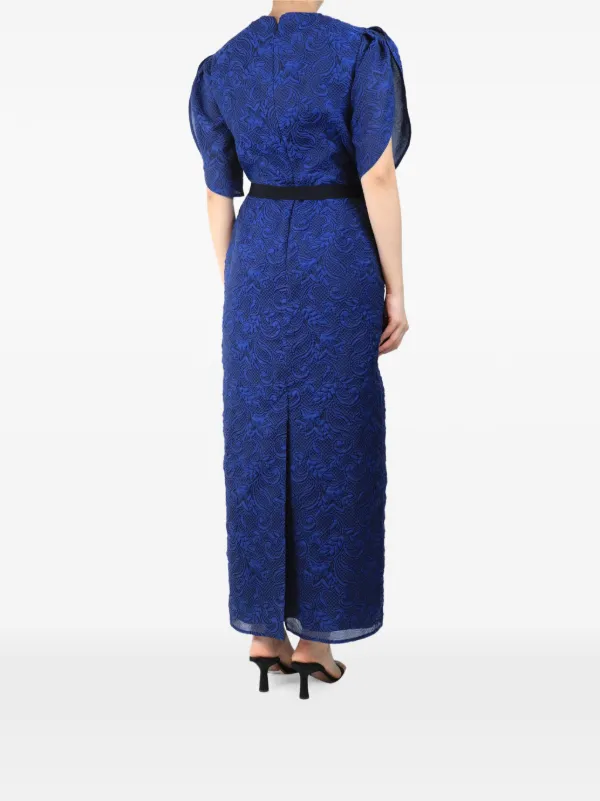 ERDEM Cloque Belted Dress | Blue