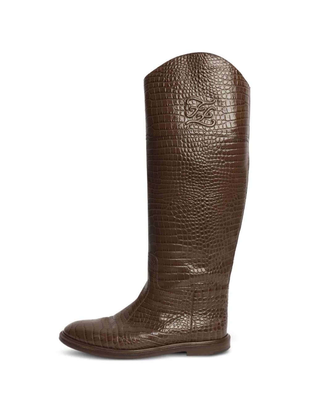 Fendi Pre-Owned Stivali con effetto coccodrillo - Marrone