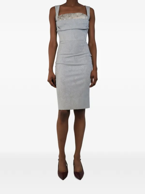 vivienne westwood grey dress Pre-Owned Paisley Sequin Midi | vivienne westwood sunday dress