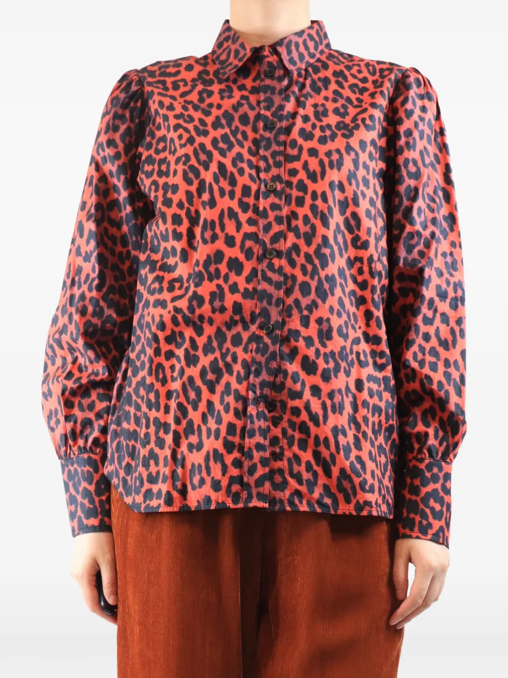 GANNI Camicia leopardata - Rosso