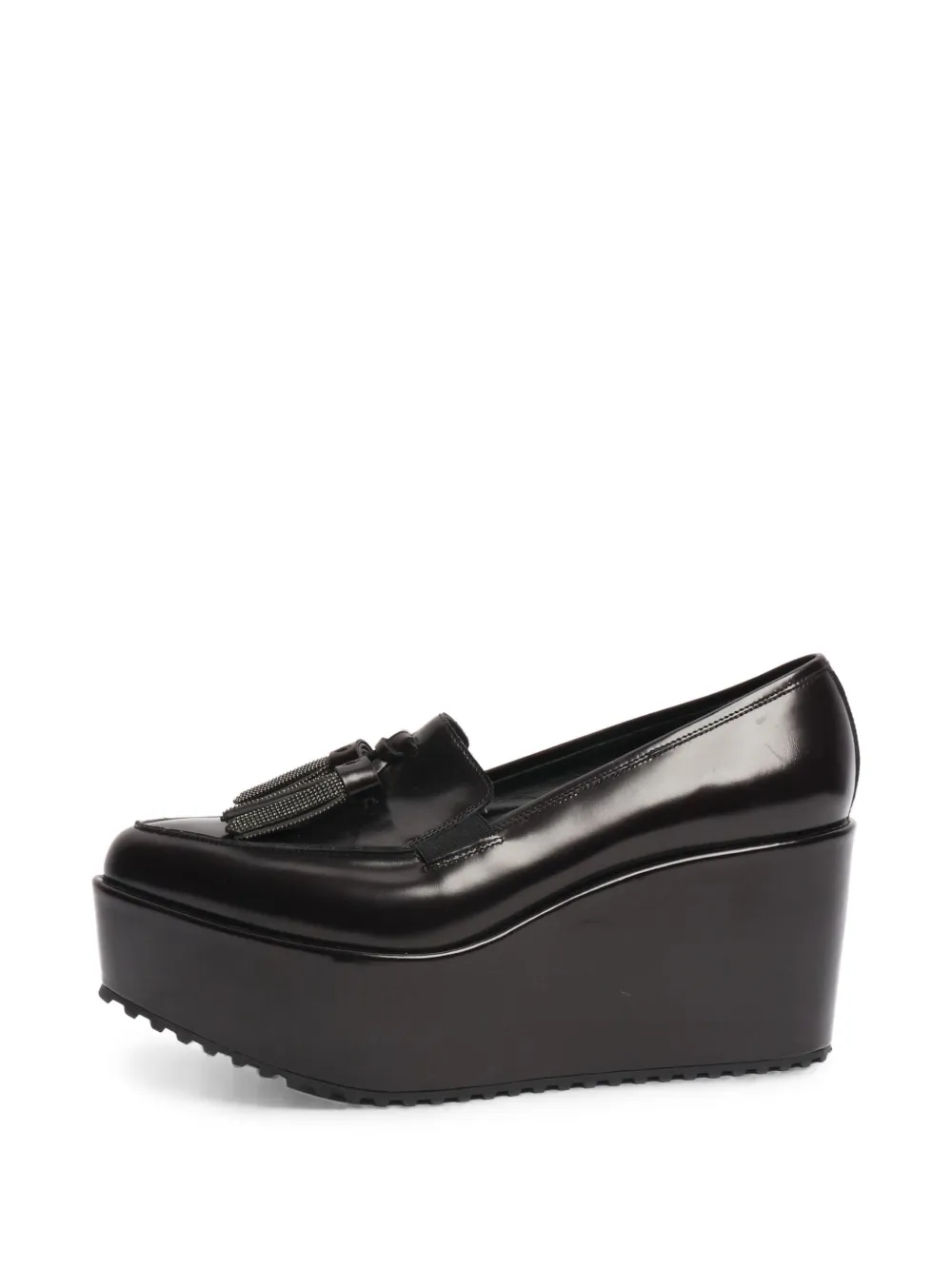 Brunello Cucinelli Vintage Plateau-Sandalen mit Quasten - Braun
