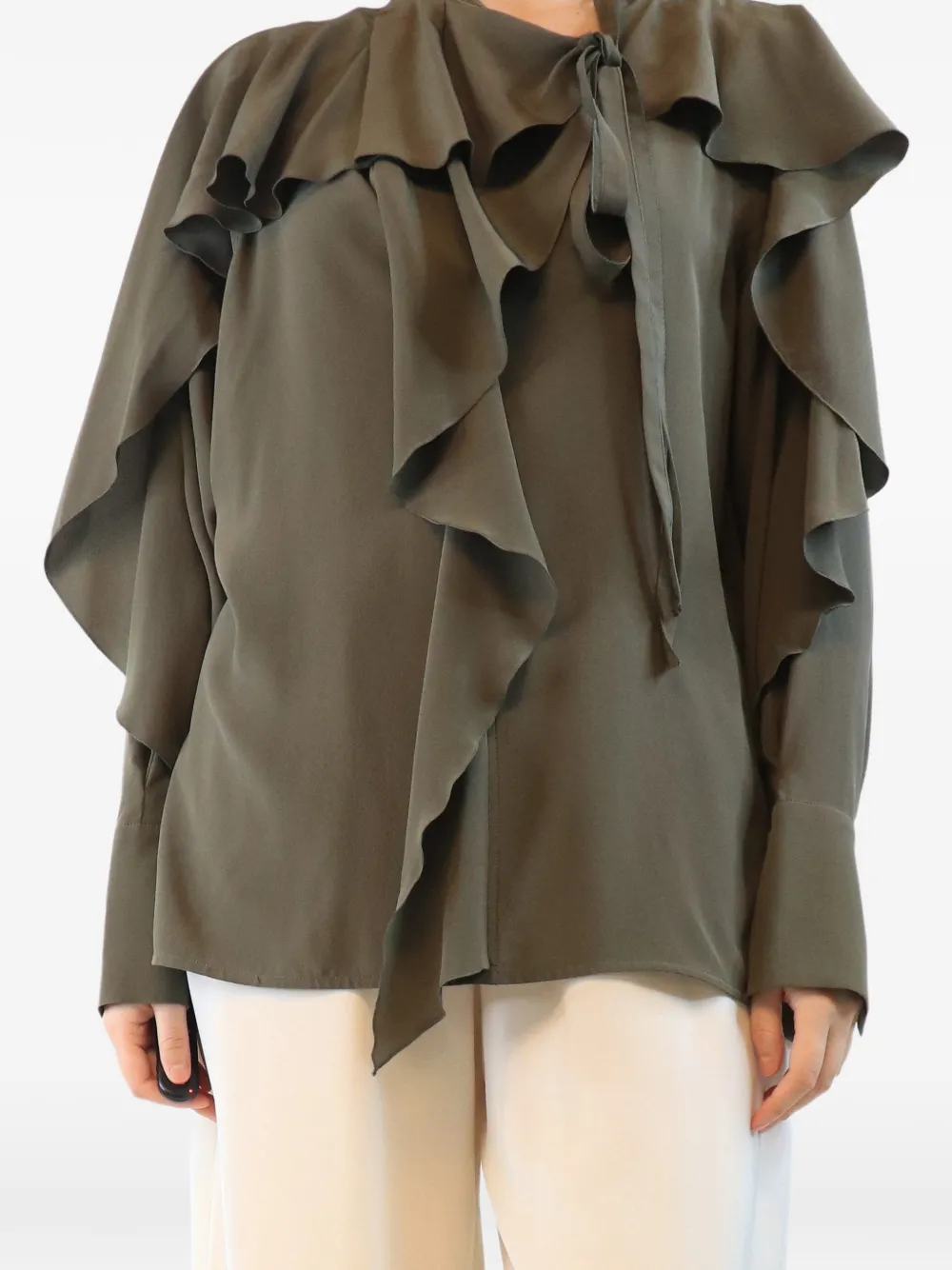 Victoria Beckham ruffled silk blouse - Green
