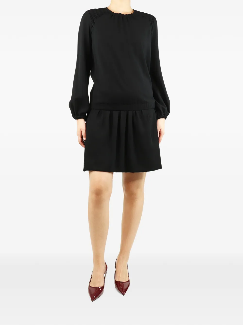 Isabel Marant Vintage pleated long-sleeve dress - Red