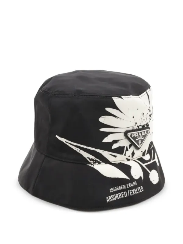 Prada Pre-owned Floral-print Bucket Hat in Black