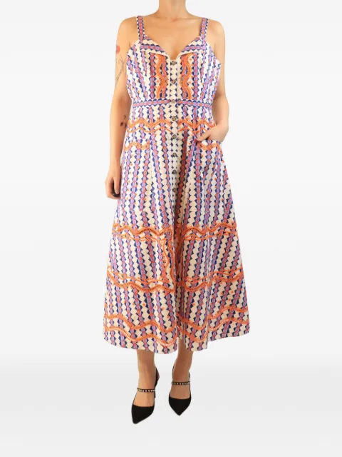 Saloni floral-print sleeveless midi dress