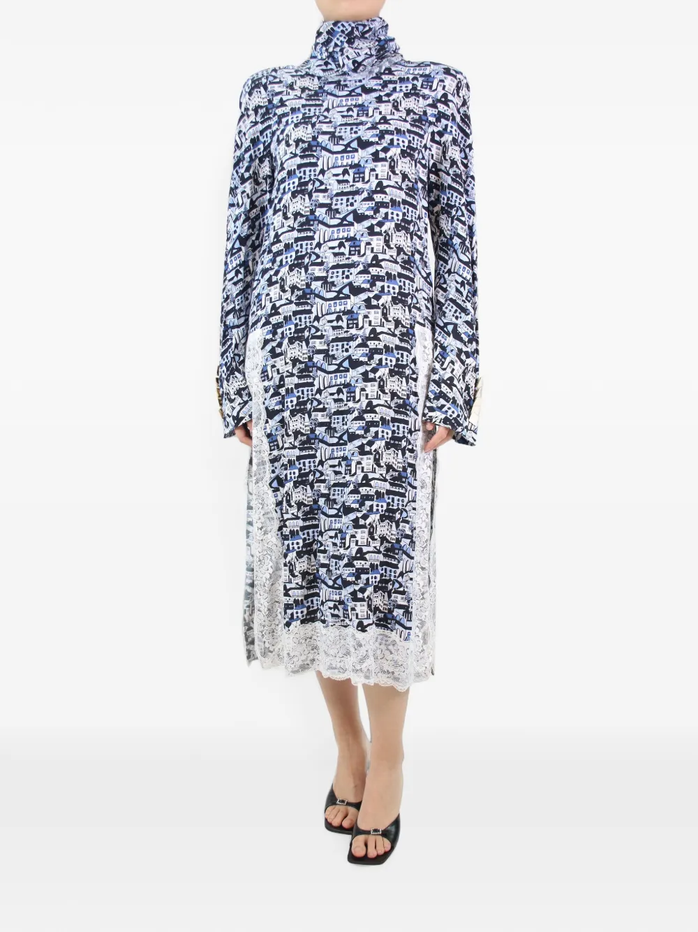 Rowen Rose Abito midi con scollo a V - Blu