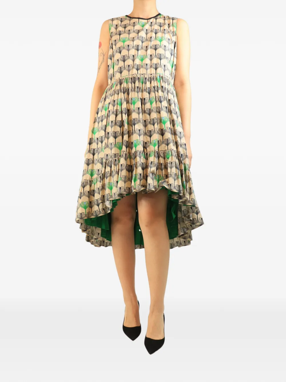 Fendi Pre-Owned Asymmetrisches Midikleid mit Blumenprint - Nude