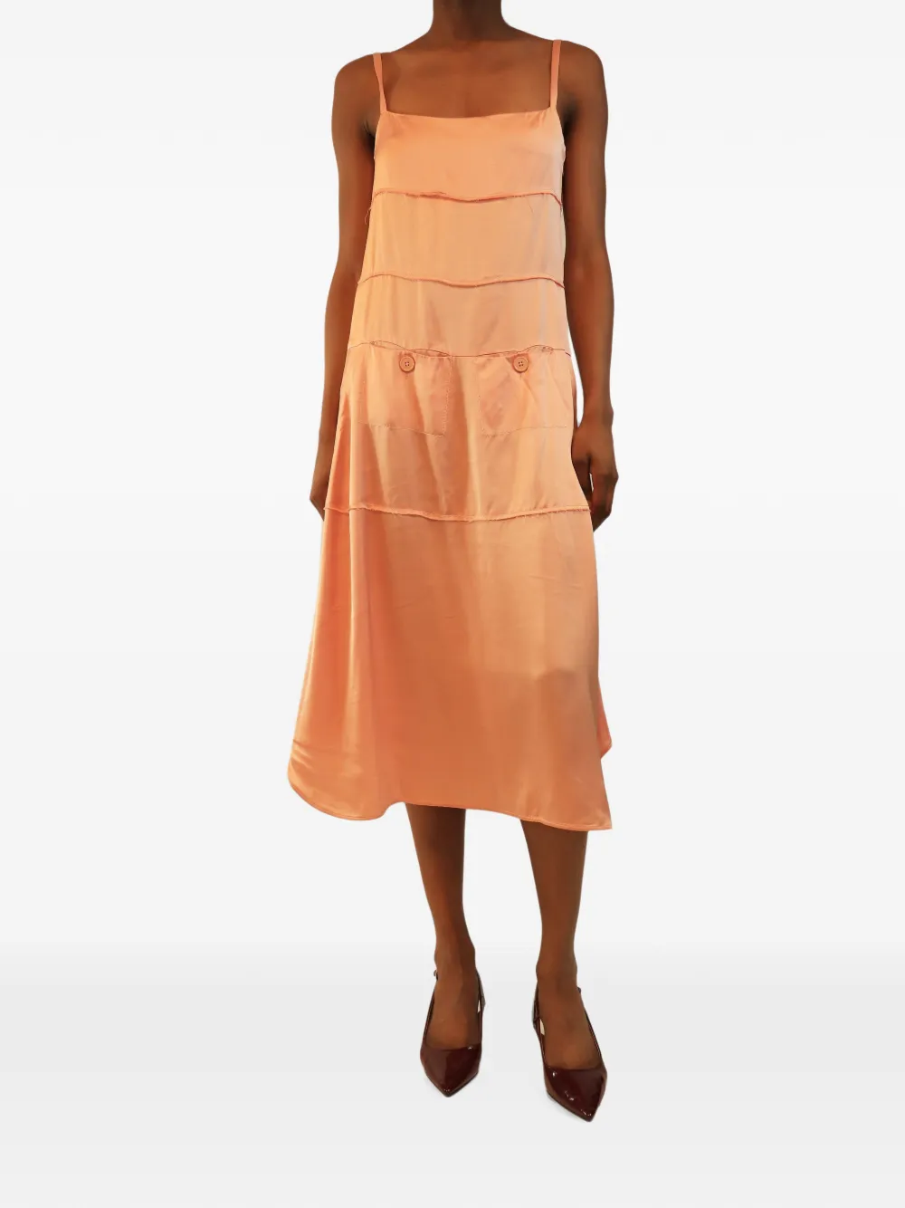 Carven Vintage square-neck tiered midi dress - Orange