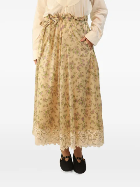 Christian Dior Pre-Owned floral lace-trimmed midi skirt