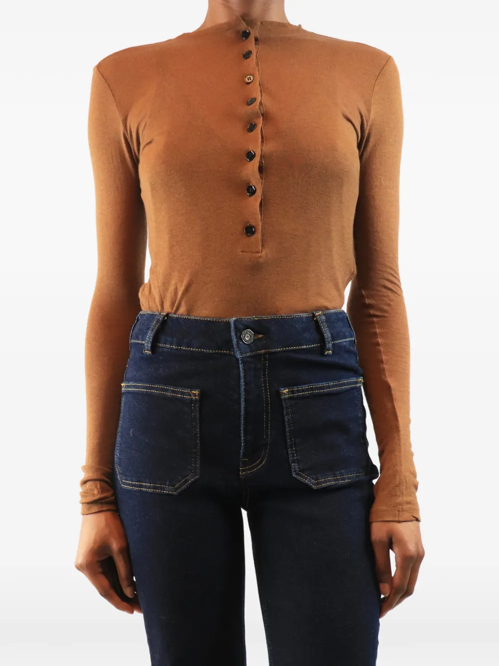 Victoria Beckham Body mit Knopfleiste - Blau