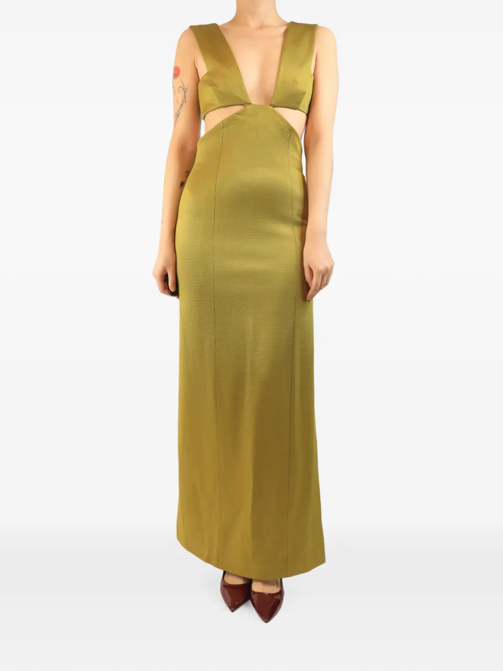 Galvan London cut-out detail maxi dress - Green