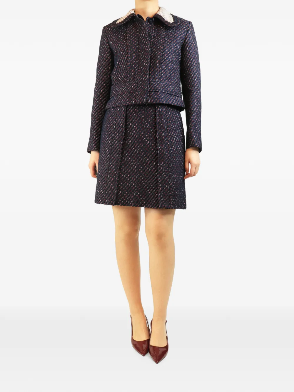 Carven Vintage Rock-Set aus Jacquard - Blau