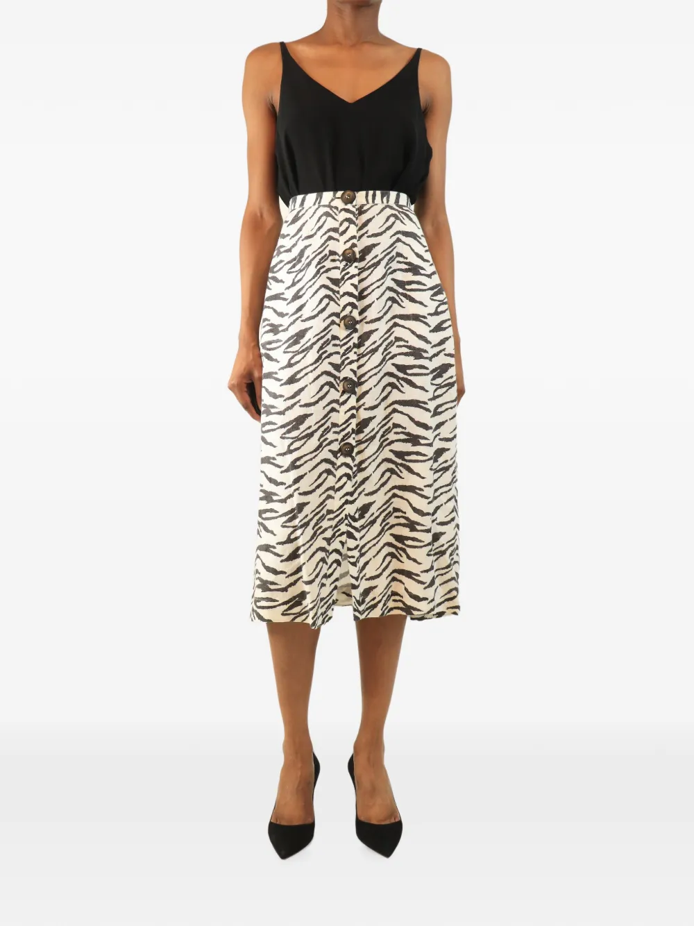 Reformation Midirock mit Zebra-Print - Nude