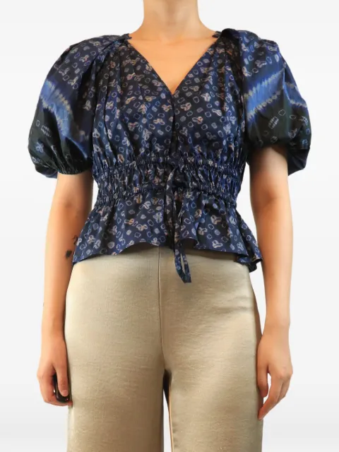 Ulla Johnson drawstring-waist puff-sleeve cotton blouse