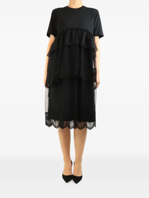 Simone Rocha tiered lace-trim midi dress
