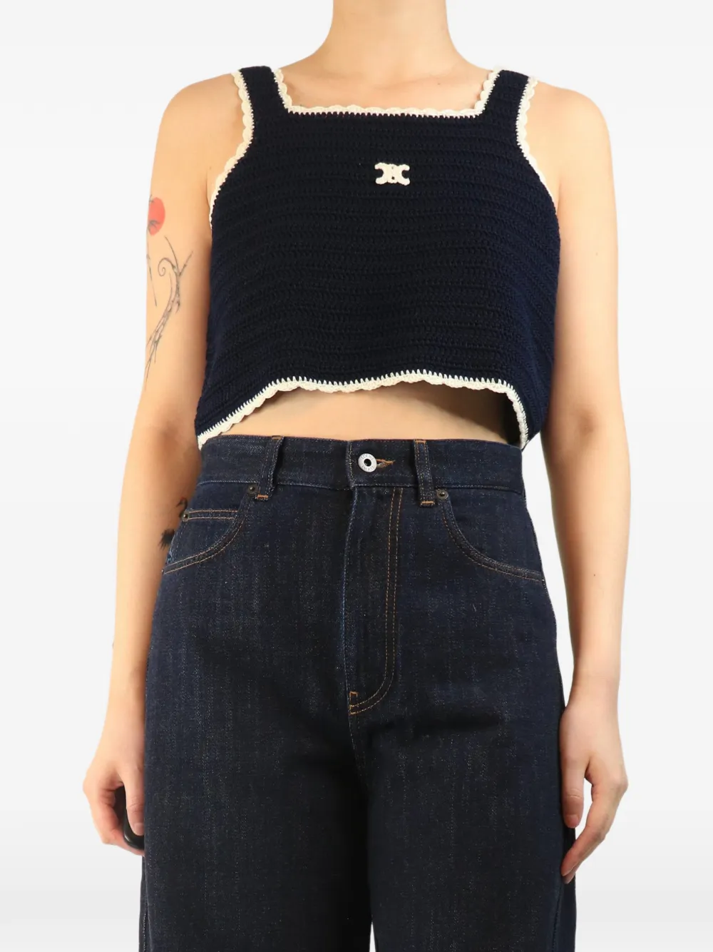 Celine Pre-Owned Triomphe crochet top - Blue