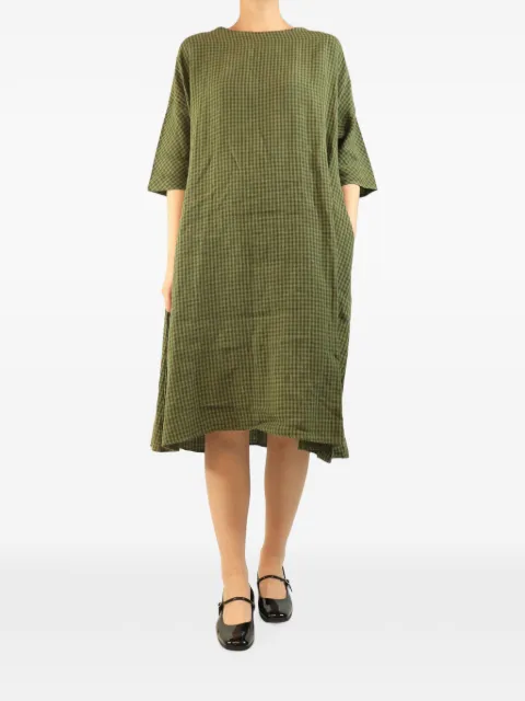 Apuntob gingham linen midi dress