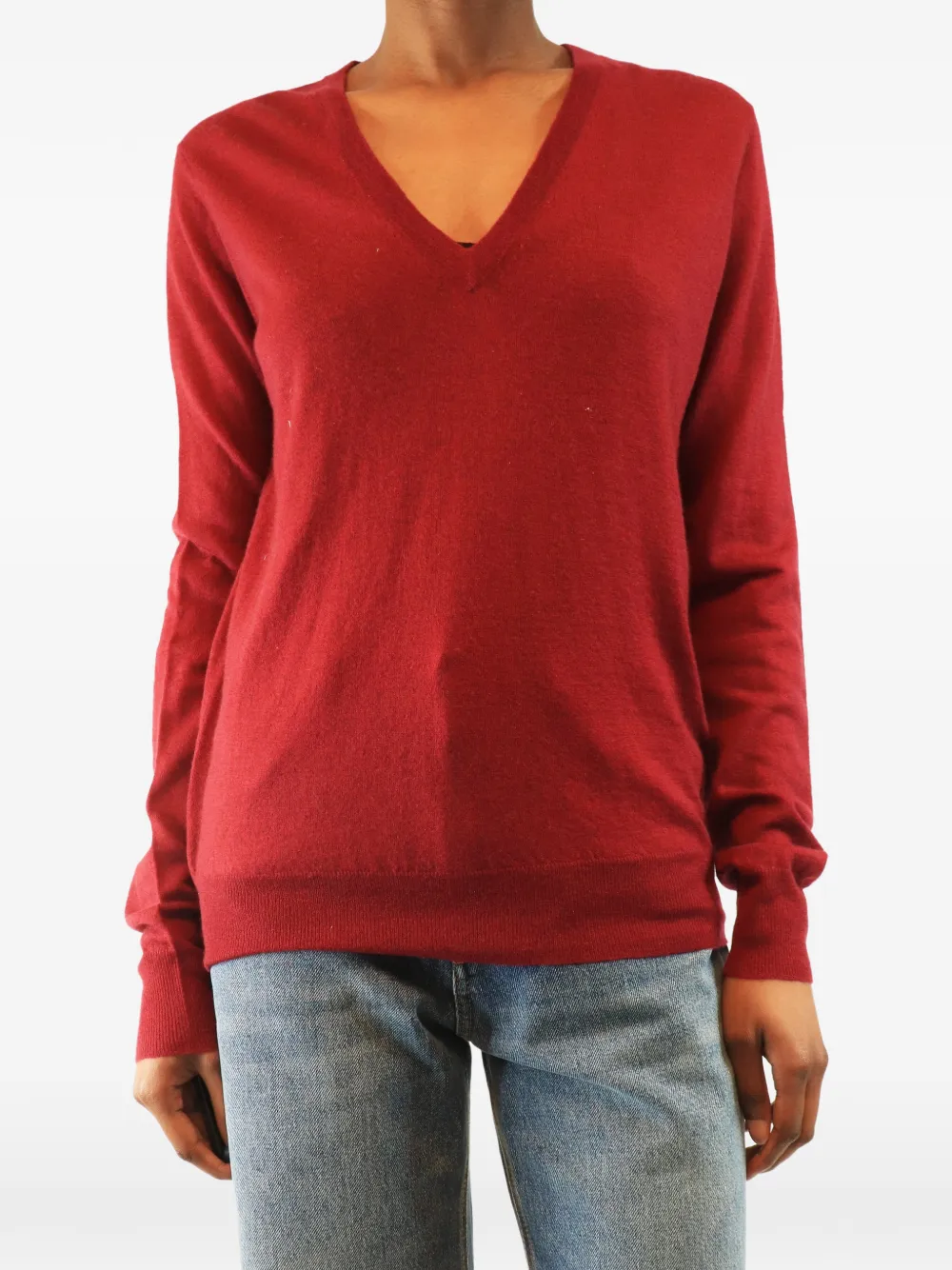 JOSEPH fine-knit V-neck sweater - Red