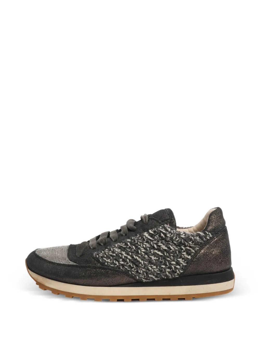Brunello Cucinelli Vintage Sparkly Tweed-Sneakers - Grau