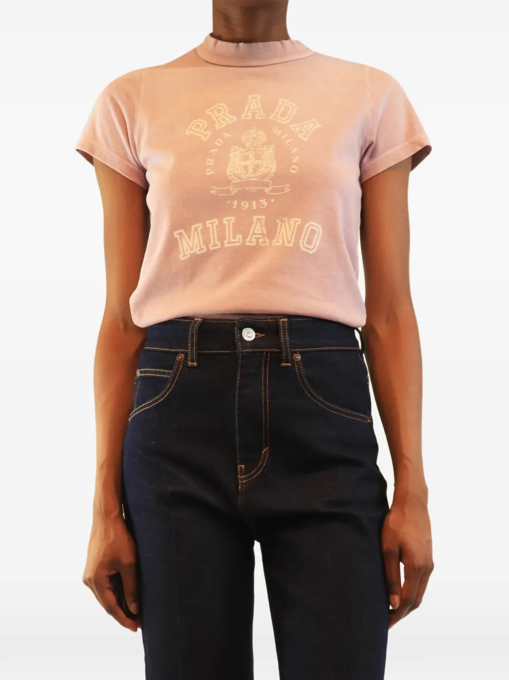 Pre-owned Prada Distressed Logo T-shirt In Pink