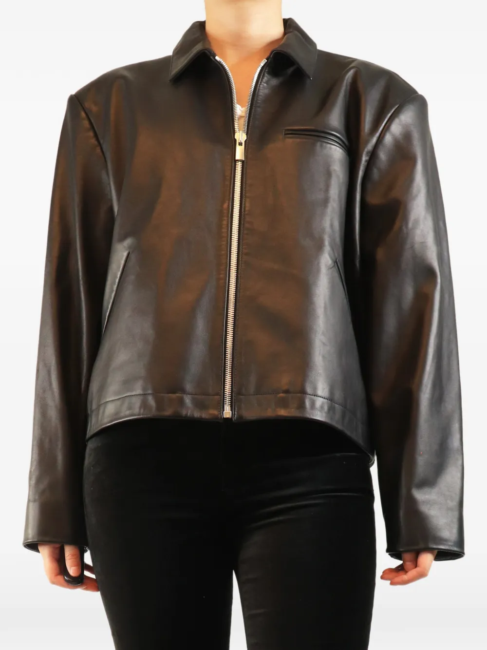 Magda Butrym Giacca in pelle con zip - Nero