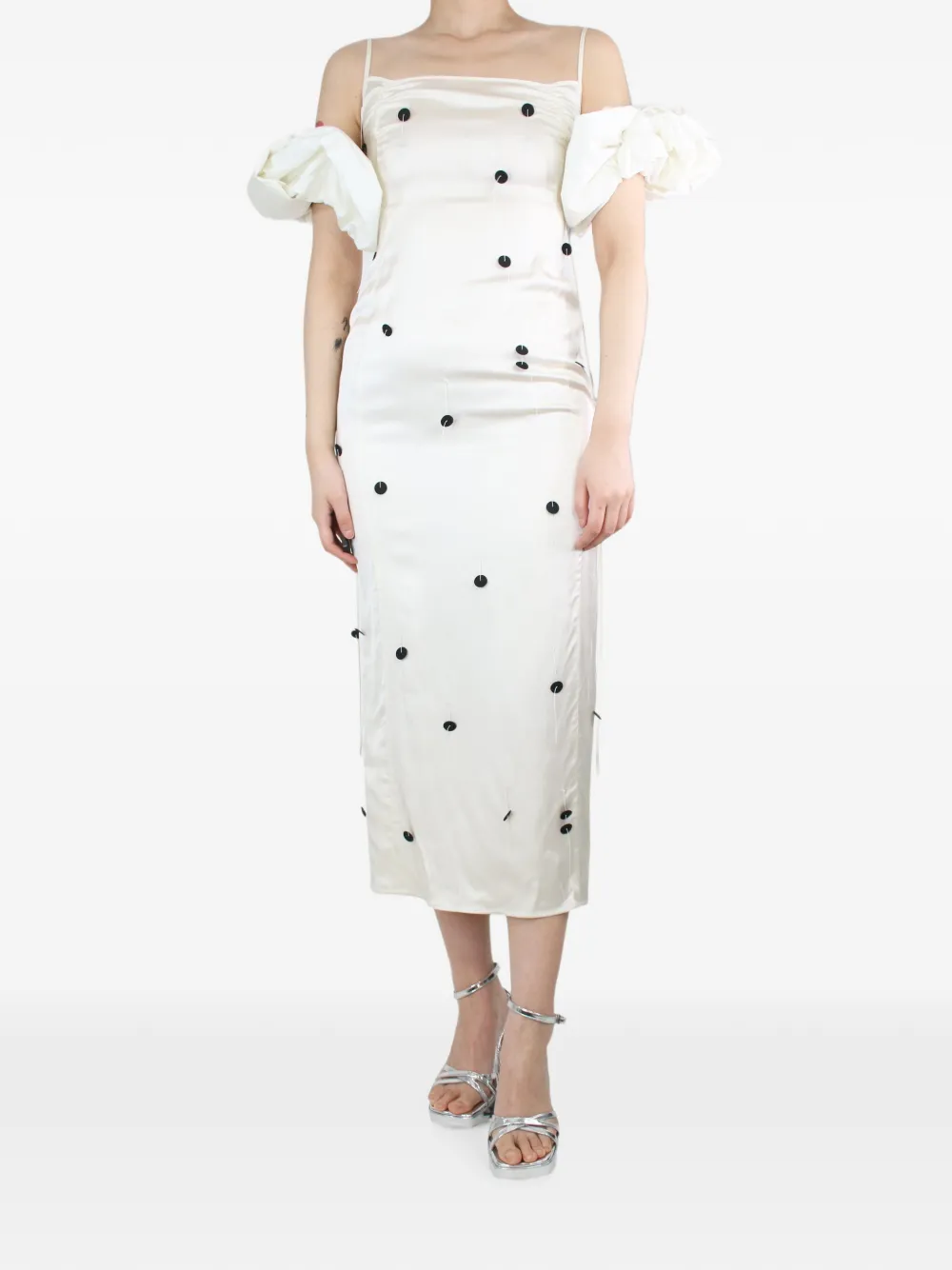 Jacquemus Pre-Owned robe mi-longue à manches bouffantes - Tons neutres