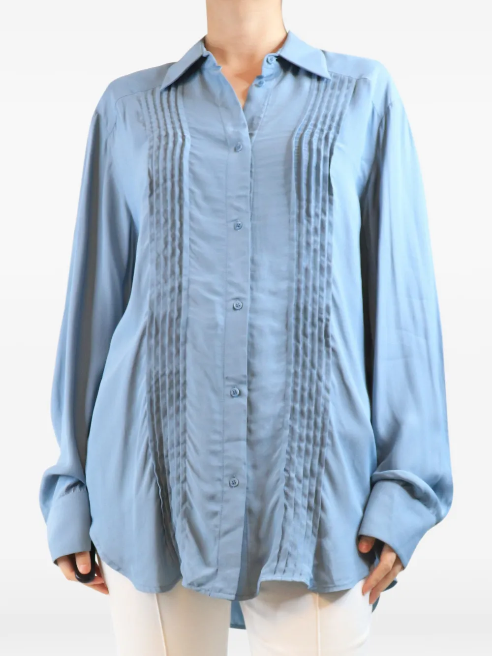 Raey pleated-front shirt - Blue