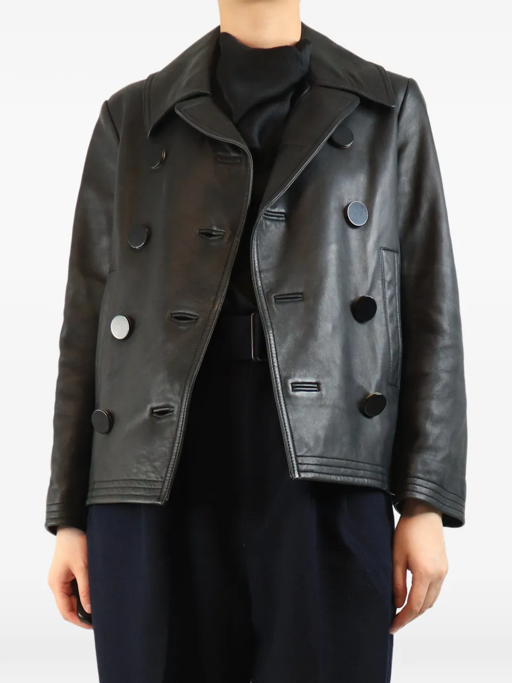 Balenciaga Pre-Owned Doppelreihige Lederjacke - Schwarz