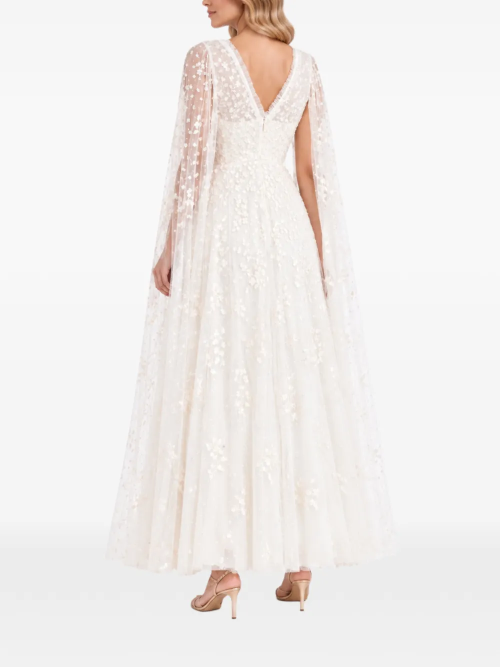 Needle & Thread Versailles Ditsy jurk met capemouwen Wit