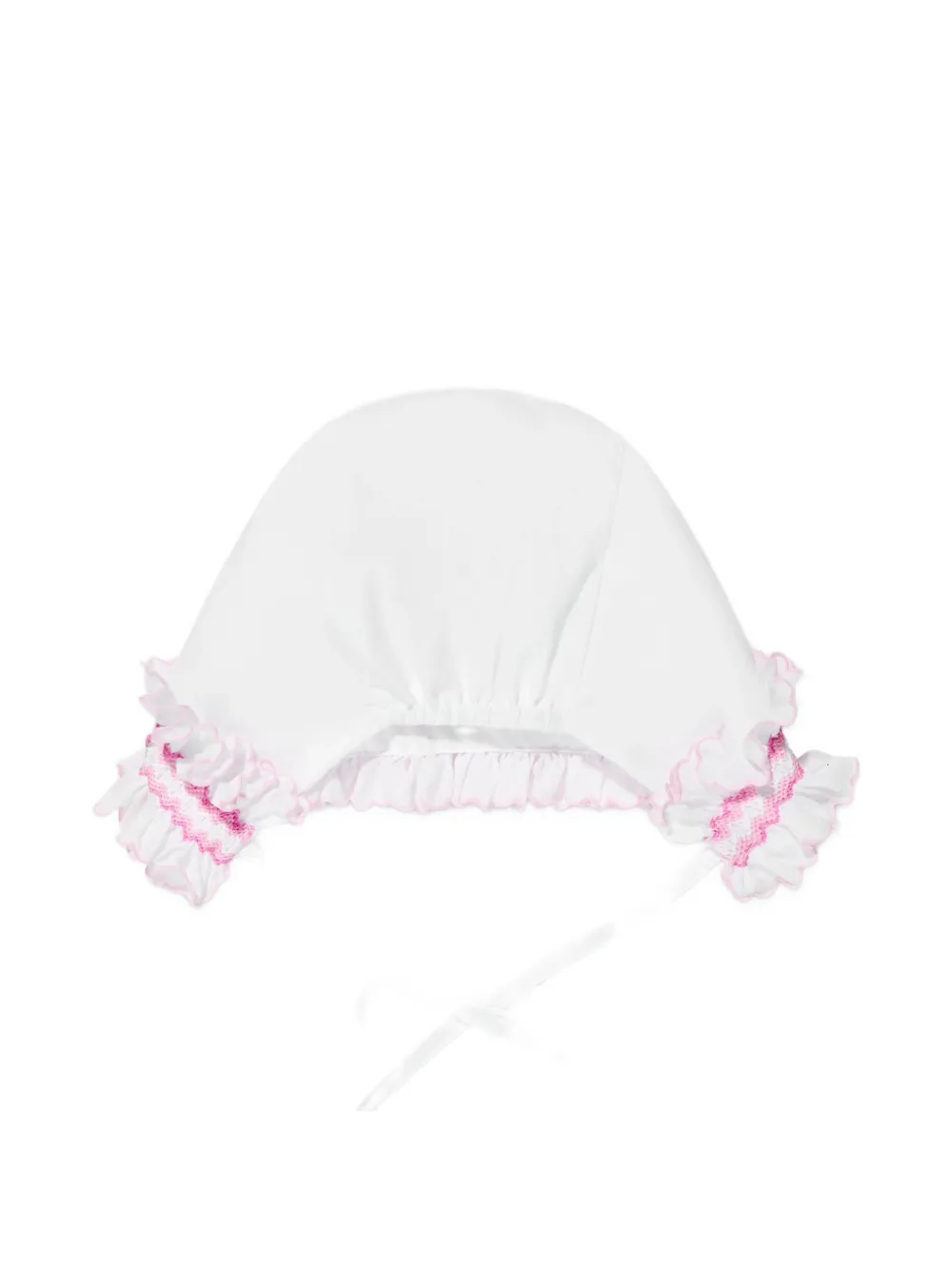 Sarah Louise smocked ruffled bonnet - Bianco