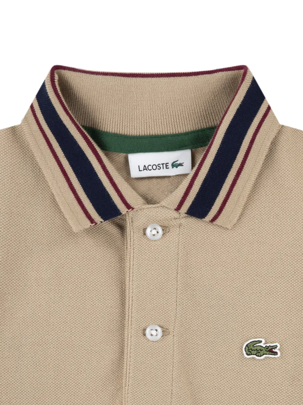Lacoste Kids Poloshirt met gestreepte kraag en logo-patch Beige