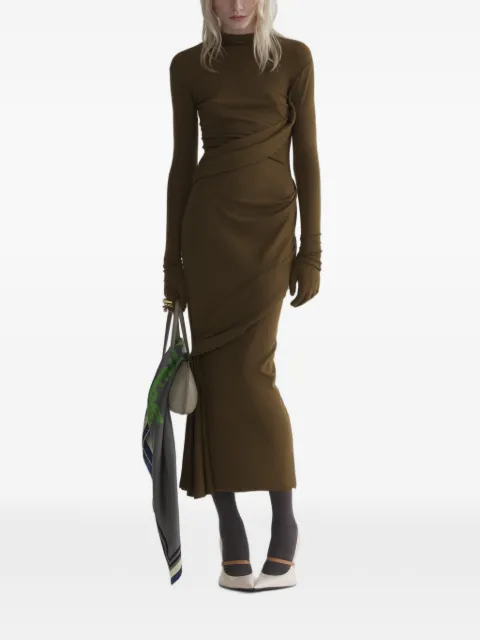 Mugler midi draped turtleneck dress
