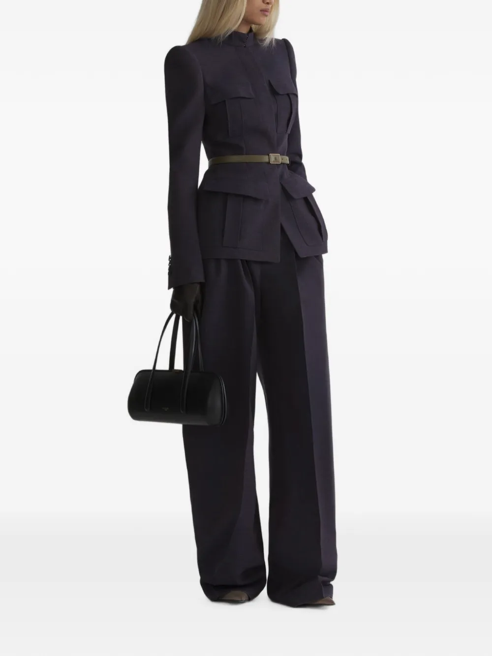 Mugler High-waist straight broek Grijs