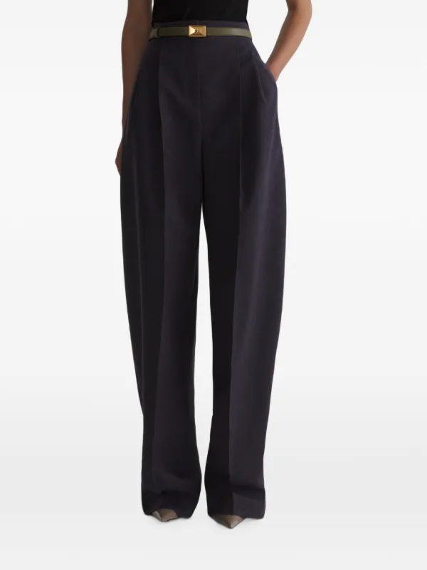 Mugler Wide Pleated Trousers in Grey