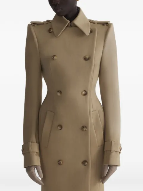 Mugler long double-breasted hourglass trench coat