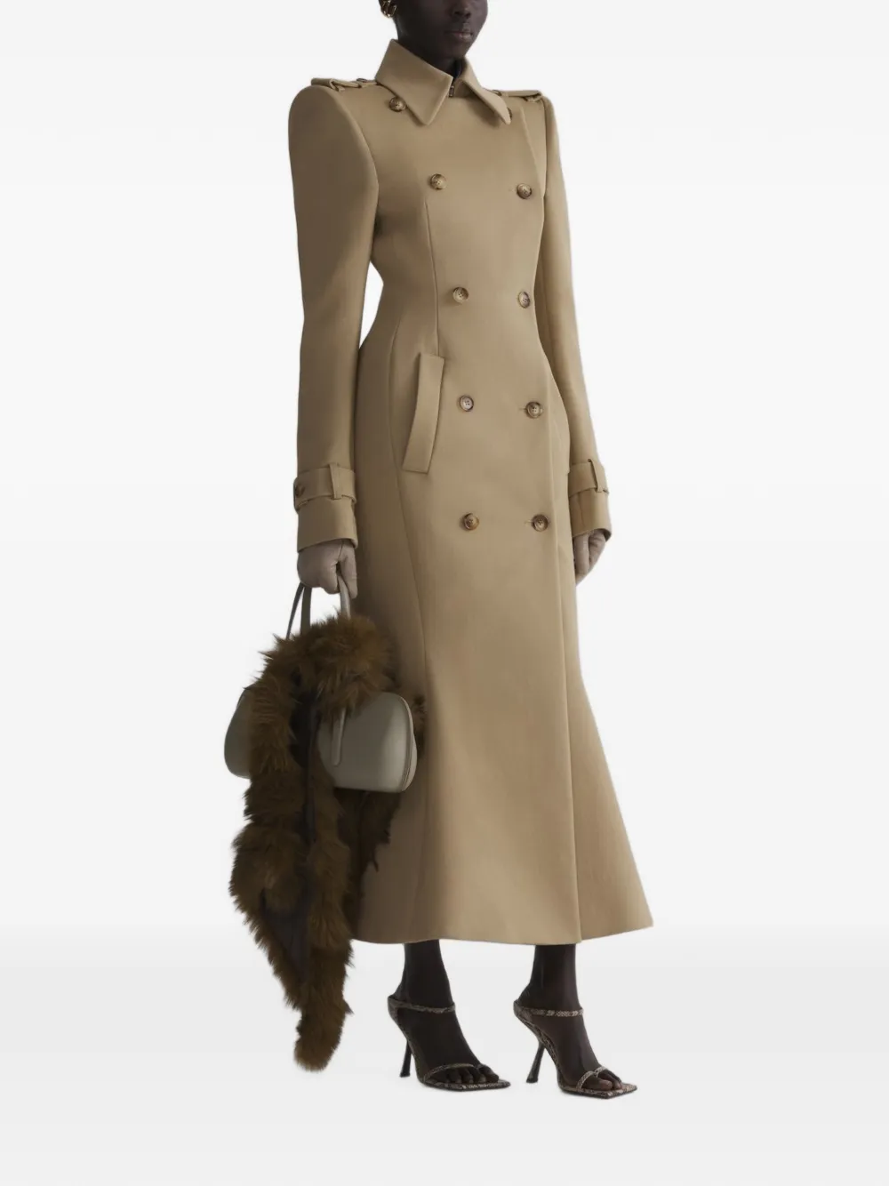 Mugler Hourglass Trench Coat in Neutrals, view 2
