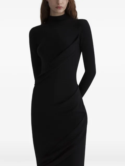 Mugler robe mi-longue drapée à col roulé