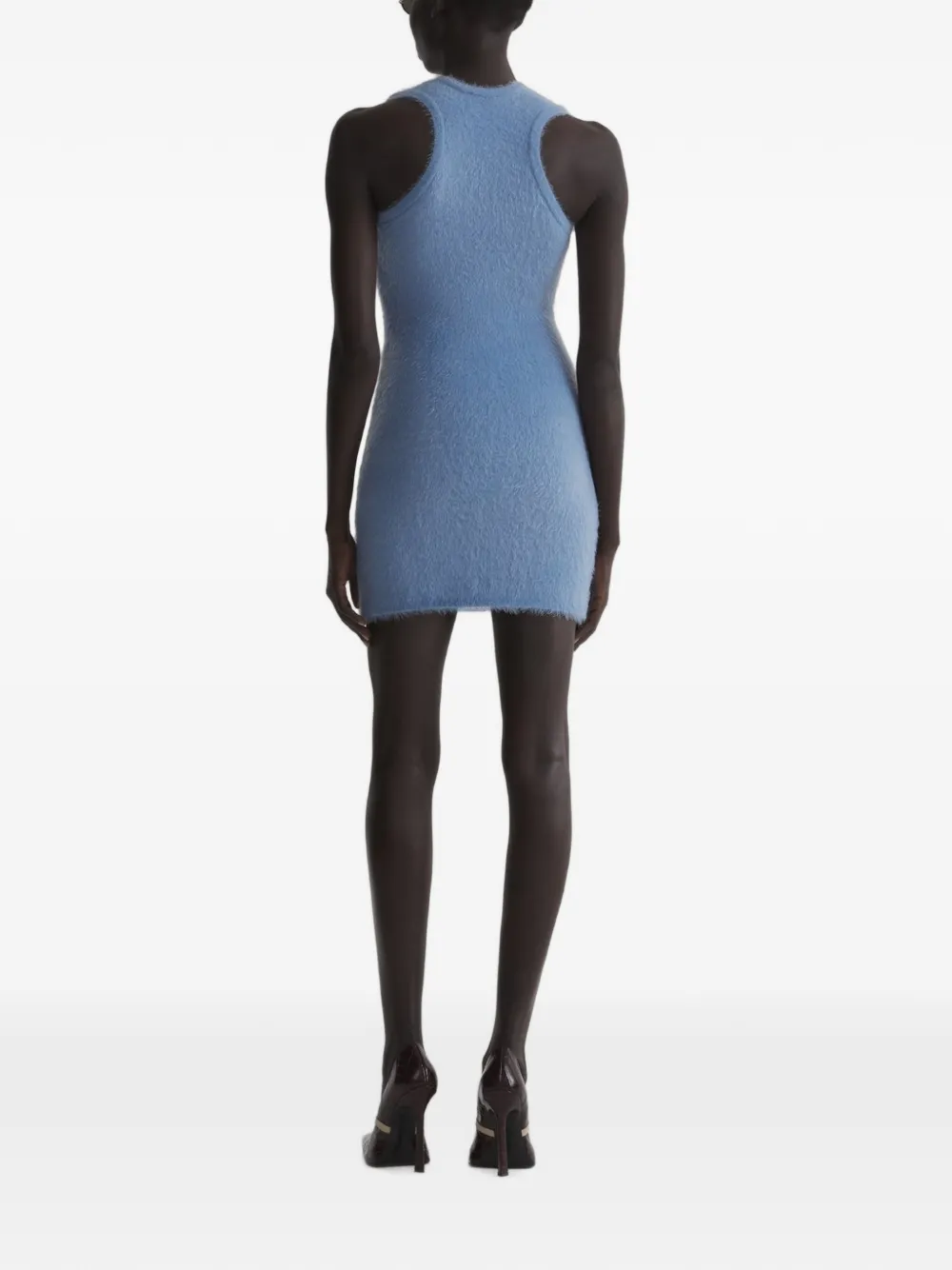 Mugler Geborstelde gebreide mini-jurk Blauw