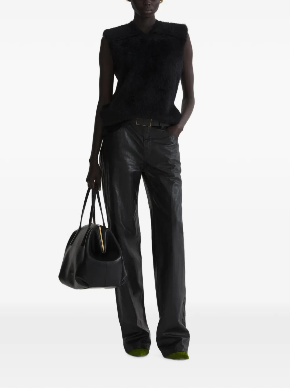 Mugler Mouwloze top met geborsteld effect Zwart