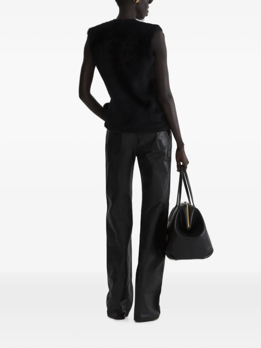 Mugler Mouwloze top met geborsteld effect Zwart