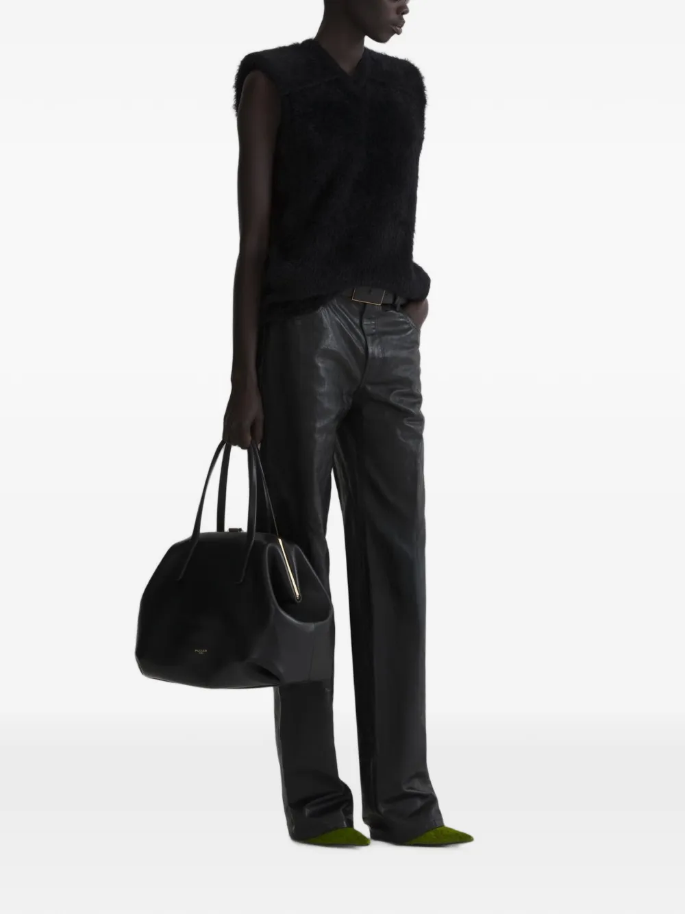 Mugler Mouwloze top met geborsteld effect Zwart