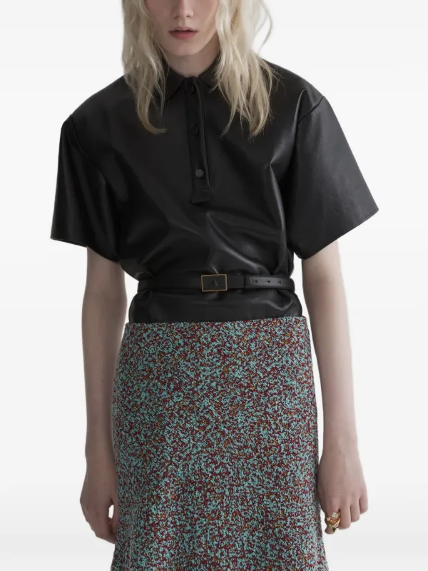 Mugler Leather Polo in Black
