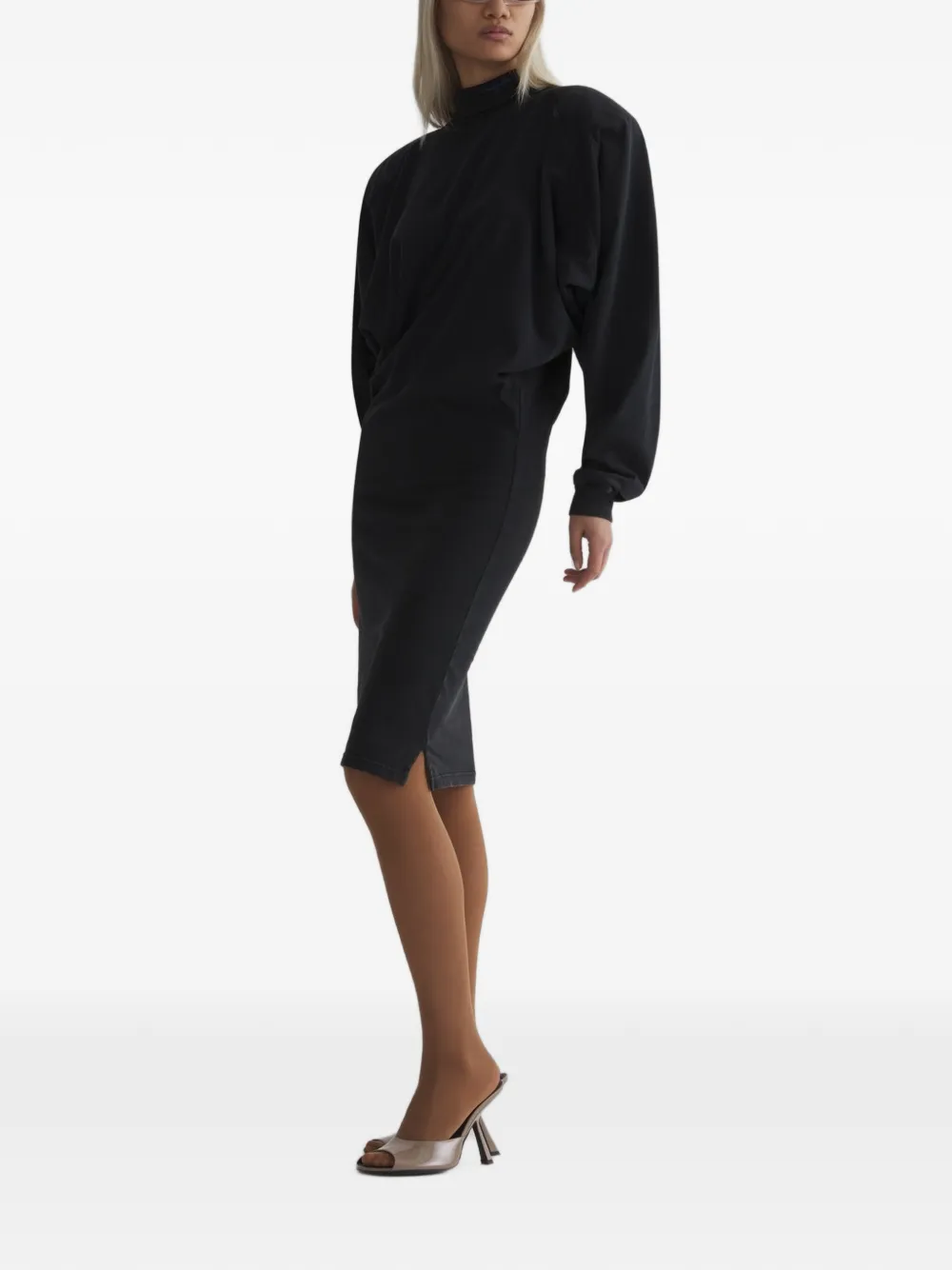 Mugler T-shirtjurk met vleermuismouwen Zwart