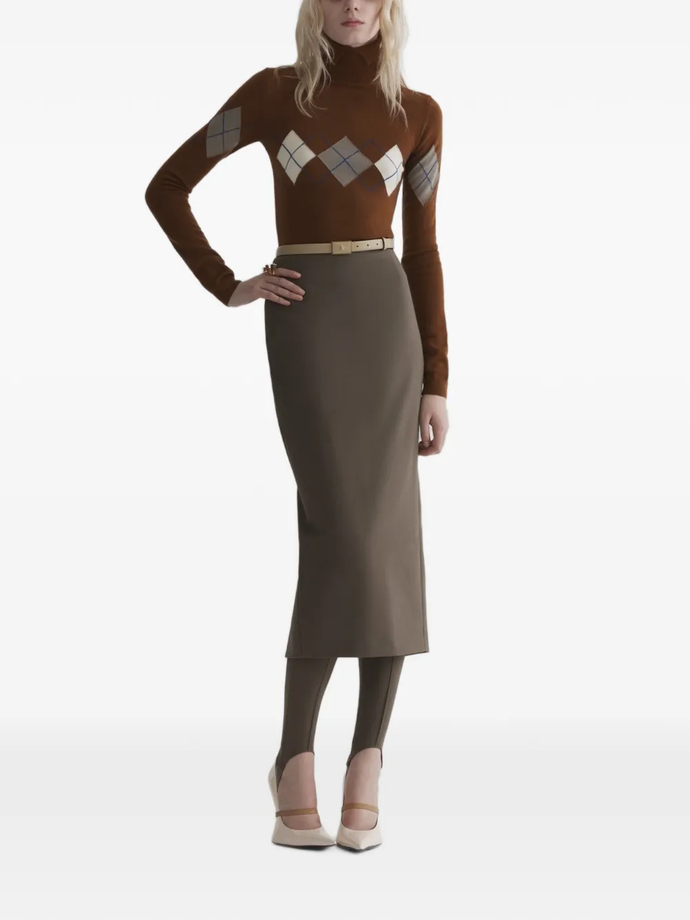 Mugler Argyle Top in Brown, view 2