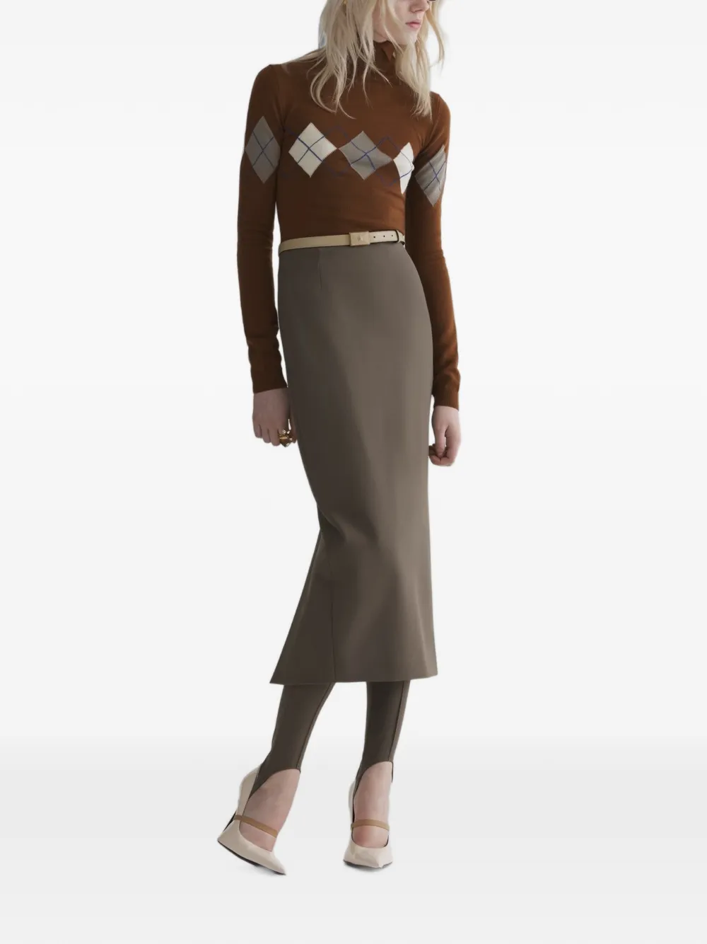 Mugler Argyle Top in Brown, view 3