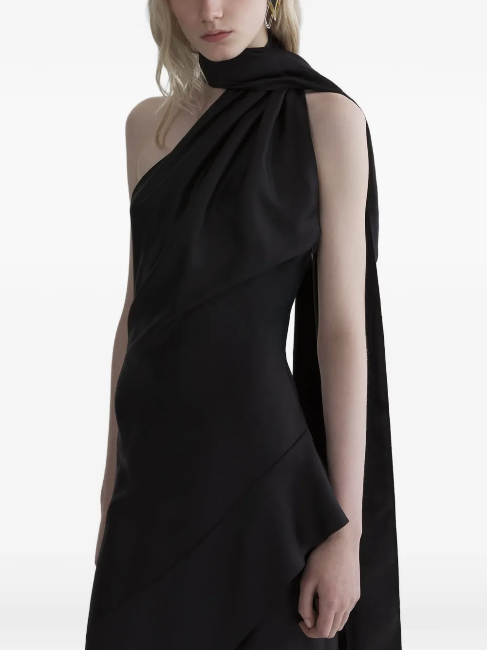 Mugler Midi-jurk met sjaal Zwart