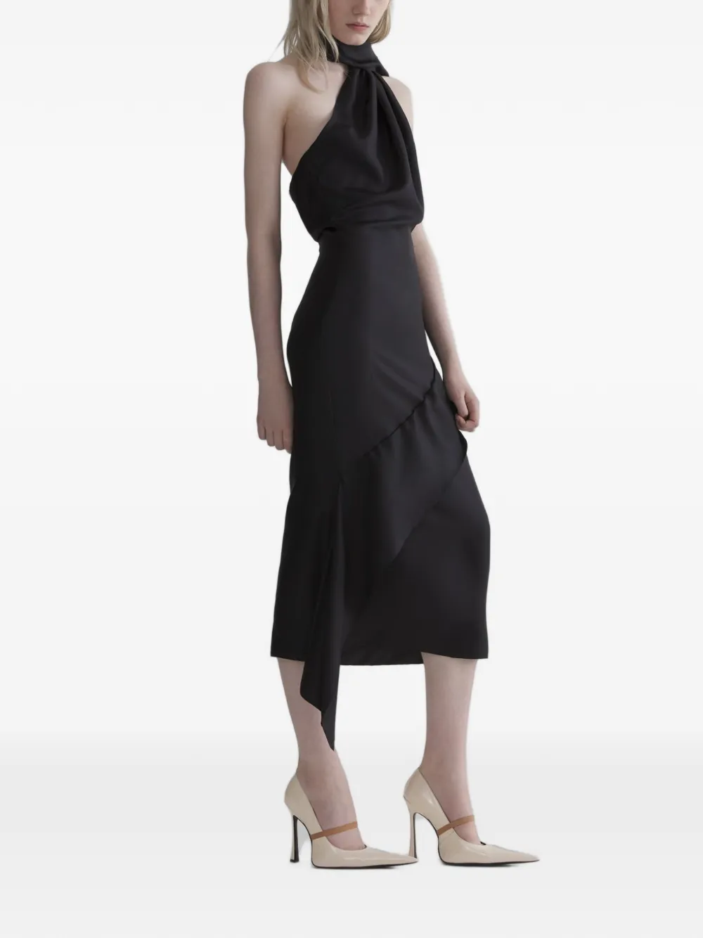 Mugler Midi-jurk met sjaal Zwart