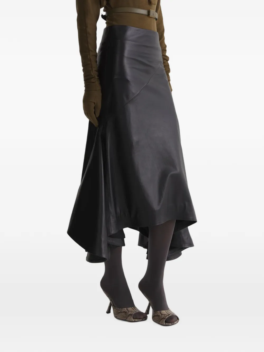 Mugler asymmetric leather mermaid skirt