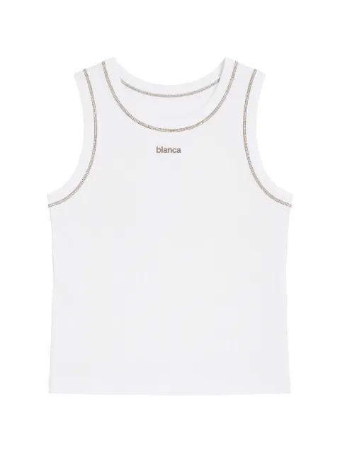 Blanca Sport Kids logo-embroidered ribbed tank top